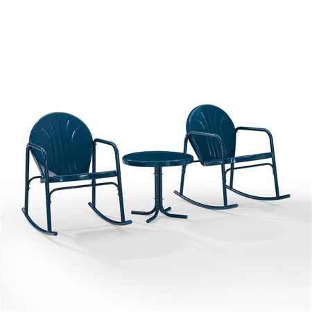 CLASSIC ACCESSORIES 3 Piece Griffith Outdoor Rocking Chair Set, Navy Gloss VE2613721